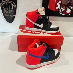 Nike High-Top Sneakers in Red, Black, and White
